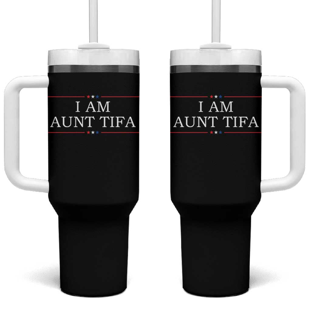 Funny I Am Aunt Tifa Tumbler With Handle Political Satire Stars And Stripes - Wonder Print Shop