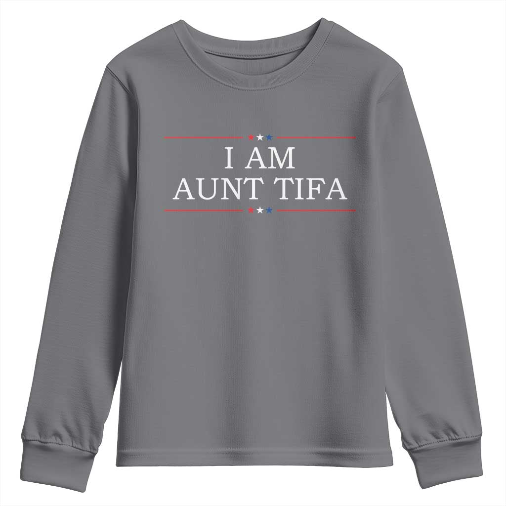 Funny I Am Aunt Tifa Youth Sweatshirt Political Satire Stars And Stripes - Wonder Print Shop
