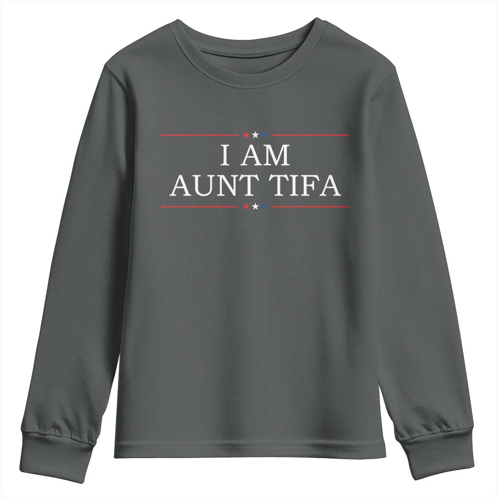 Funny I Am Aunt Tifa Youth Sweatshirt Political Satire Stars And Stripes - Wonder Print Shop