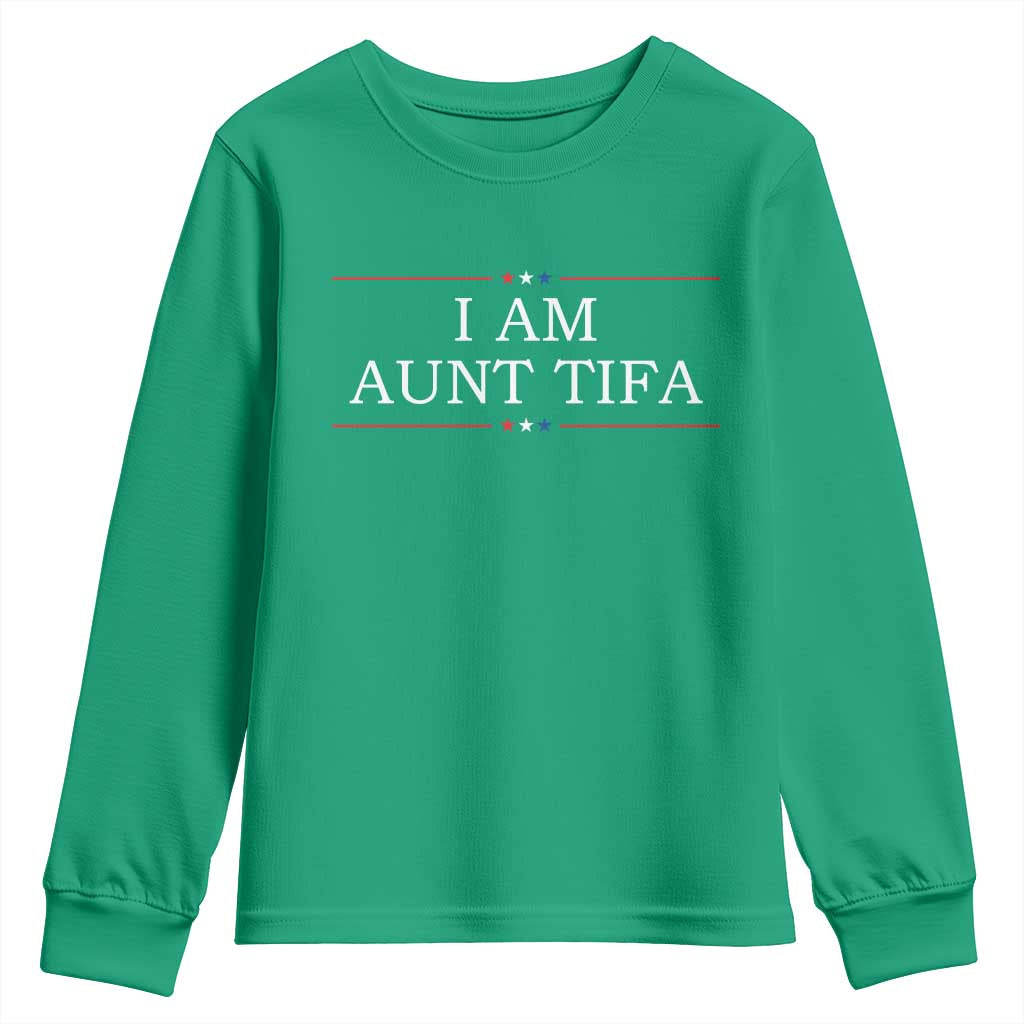 Funny I Am Aunt Tifa Youth Sweatshirt Political Satire Stars And Stripes - Wonder Print Shop
