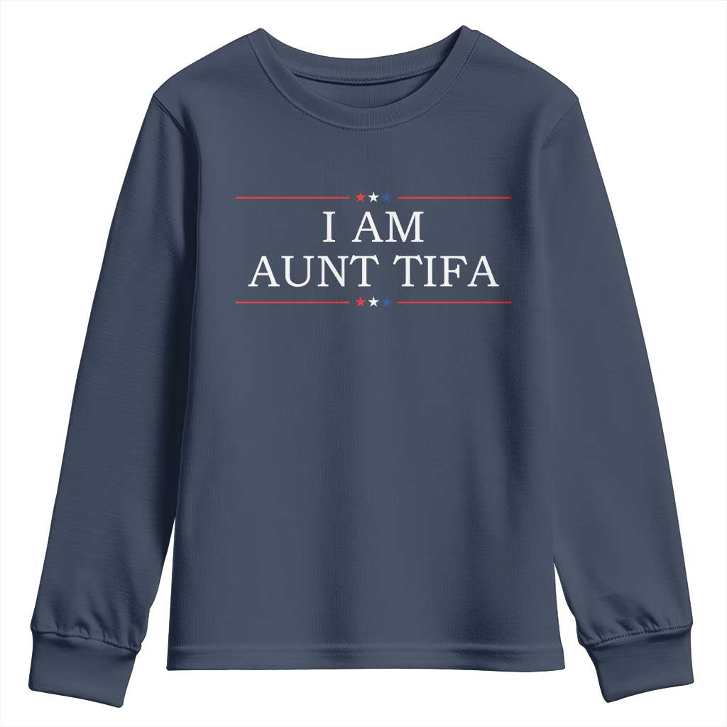 Funny I Am Aunt Tifa Youth Sweatshirt Political Satire Stars And Stripes - Wonder Print Shop