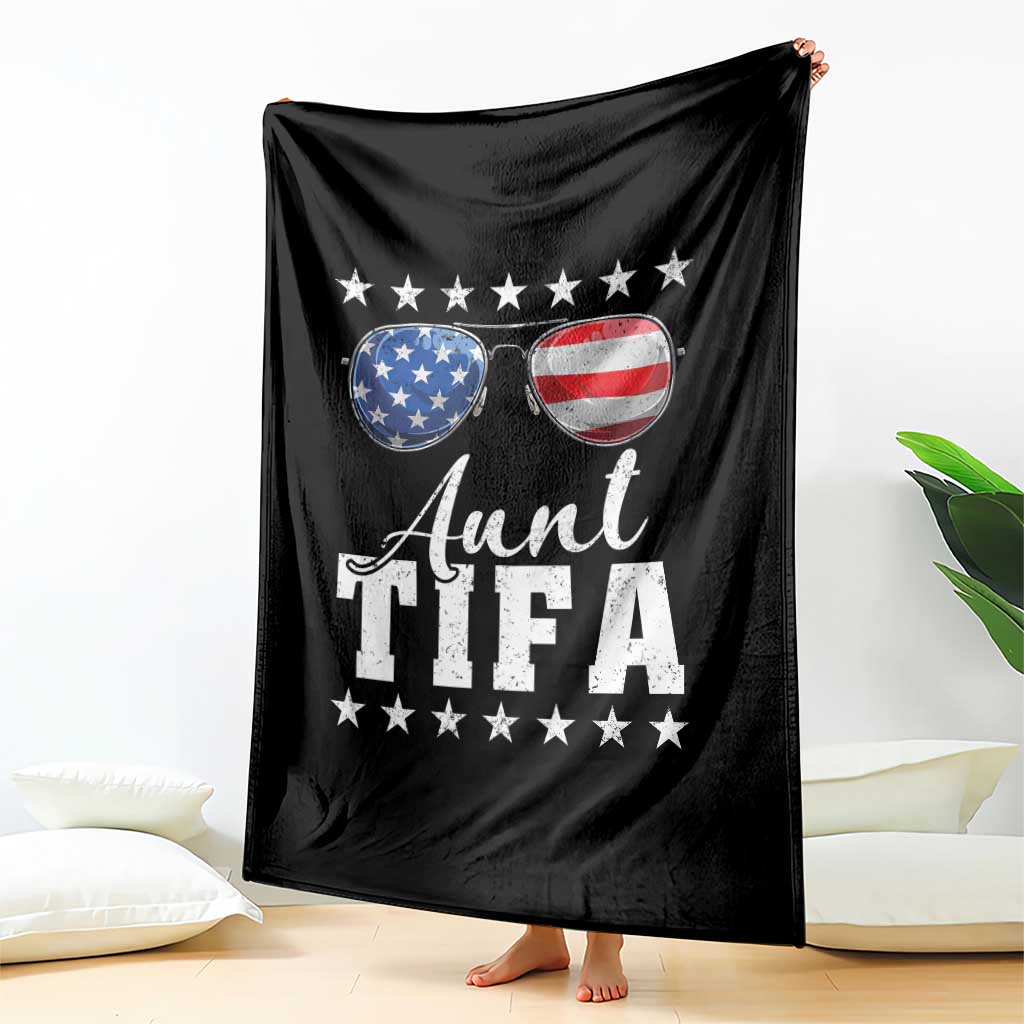 Funny Aunt Tifa Throw Blanket Political Satire American Flag Sunglasses - Wonder Print Shop