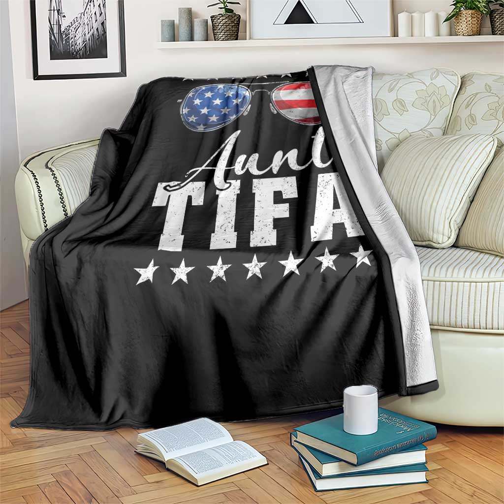 Funny Aunt Tifa Throw Blanket Political Satire American Flag Sunglasses - Wonder Print Shop