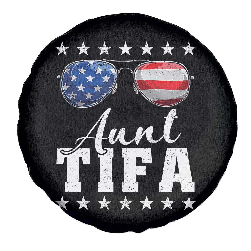 Funny Aunt Tifa Spare Tire Cover Political Satire American Flag Sunglasses - Wonder Print Shop