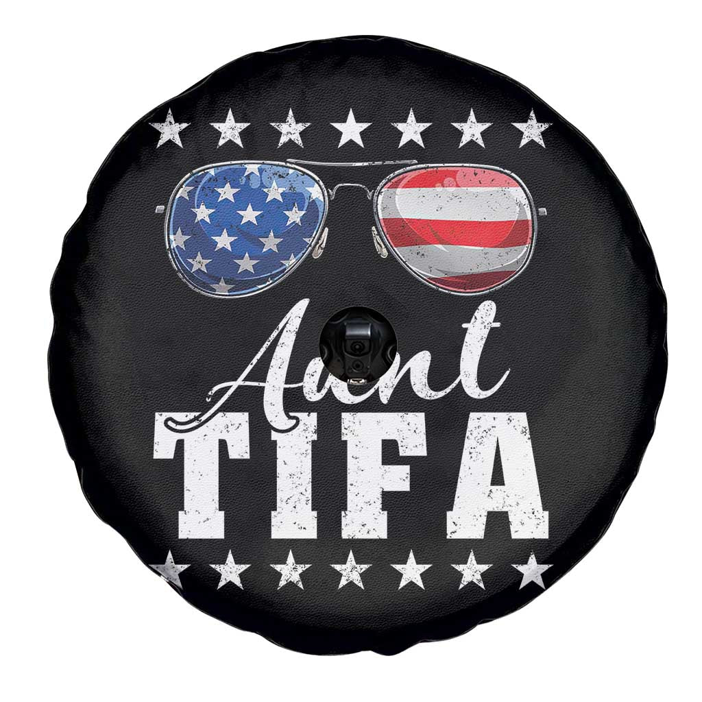 Funny Aunt Tifa Spare Tire Cover Political Satire American Flag Sunglasses - Wonder Print Shop