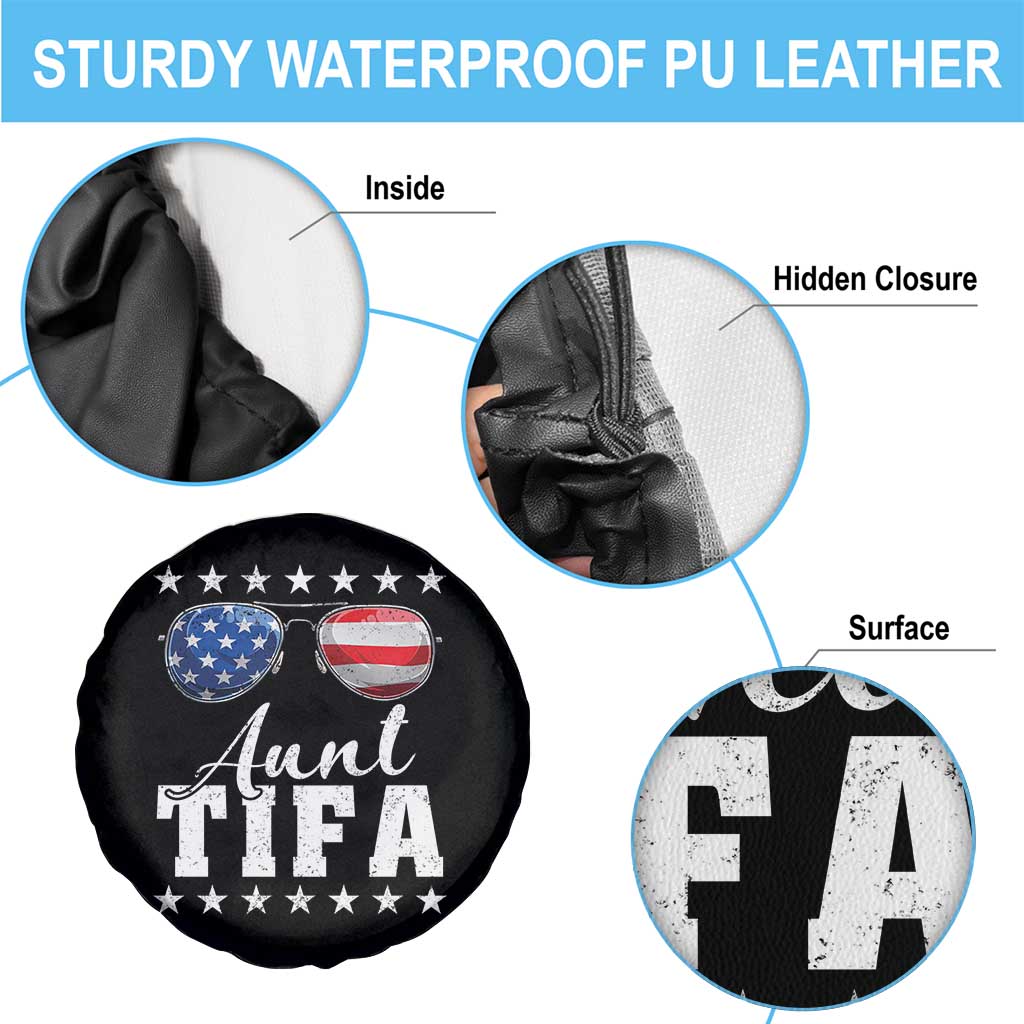 Funny Aunt Tifa Spare Tire Cover Political Satire American Flag Sunglasses - Wonder Print Shop
