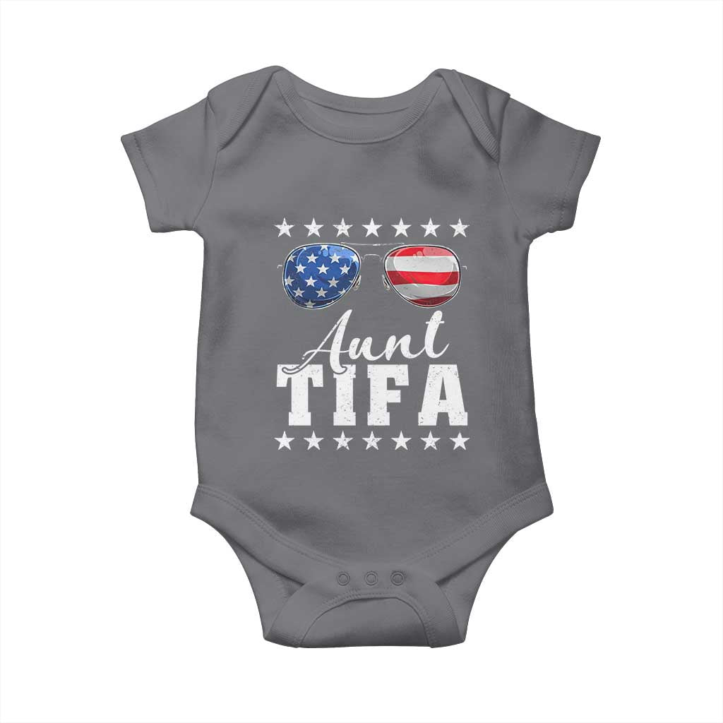 Funny Aunt Tifa Baby Onesie Political Satire American Flag Sunglasses - Wonder Print Shop