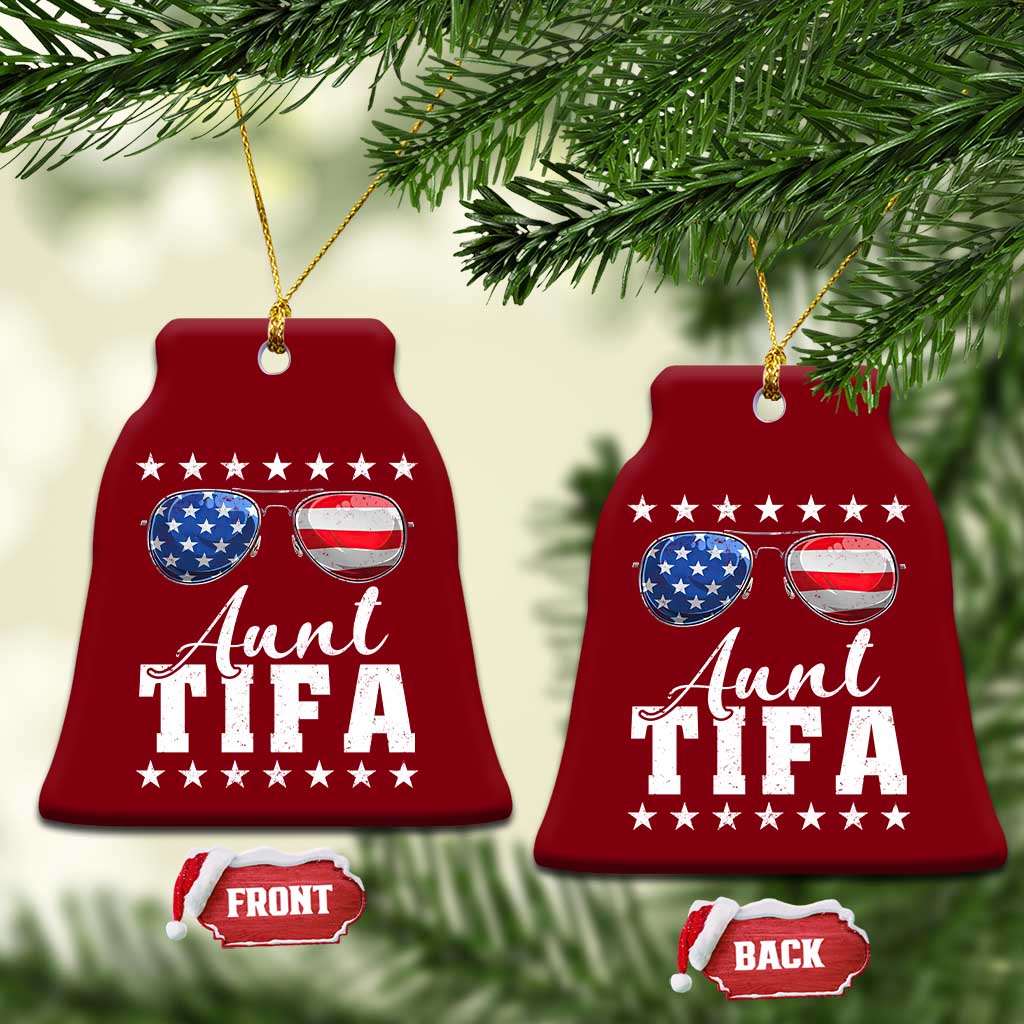 Funny Aunt Tifa Ceramic Ornament Political Satire American Flag Sunglasses - Wonder Print Shop