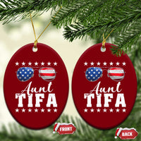 Funny Aunt Tifa Ceramic Ornament Political Satire American Flag Sunglasses - Wonder Print Shop