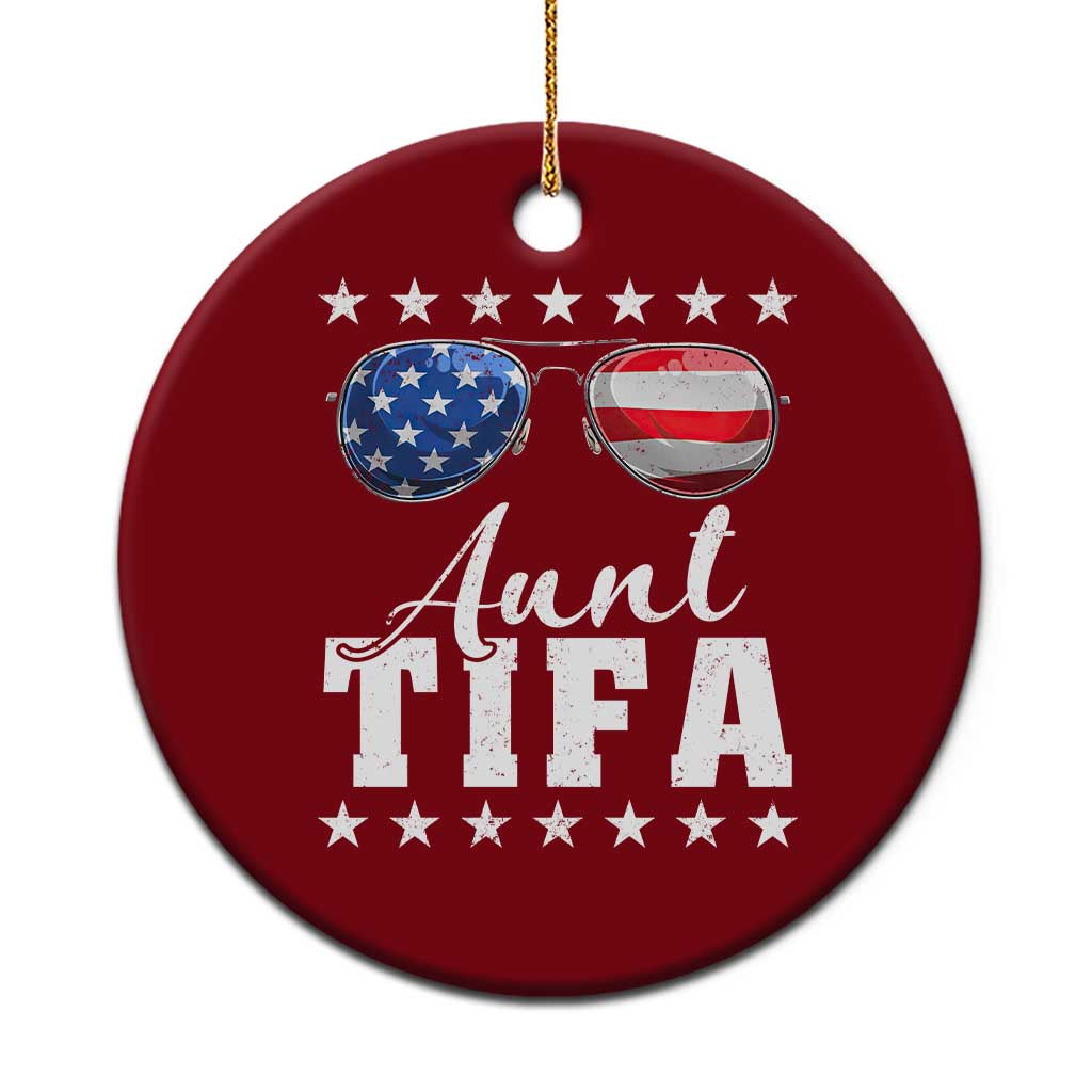 Funny Aunt Tifa Ceramic Ornament Political Satire American Flag Sunglasses - Wonder Print Shop