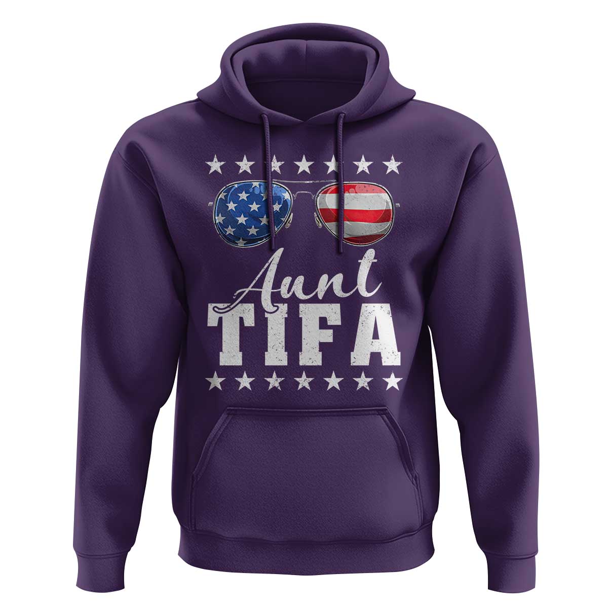 Funny Aunt Tifa Hoodie Political Satire American Flag Sunglasses - Wonder Print Shop