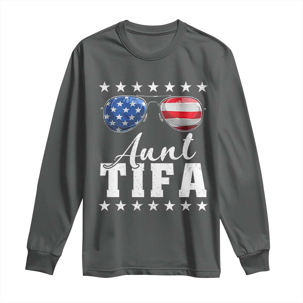 Funny Aunt Tifa Long Sleeve Shirt Political Satire American Flag Sunglasses - Wonder Print Shop