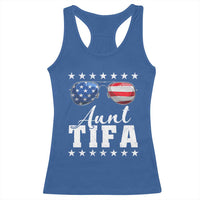 Funny Aunt Tifa Racerback Tank Top Political Satire American Flag Sunglasses - Wonder Print Shop