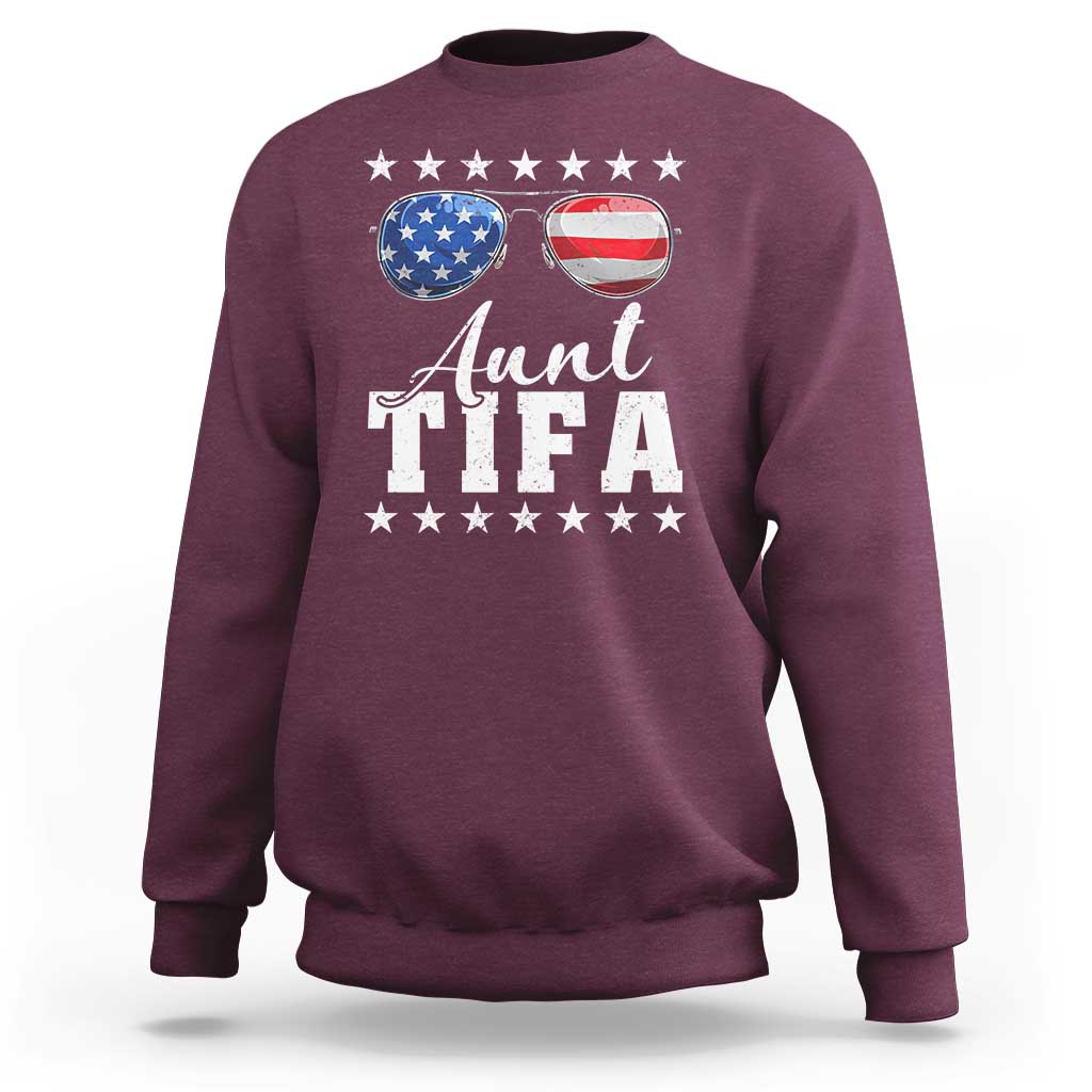 Funny Aunt Tifa Sweatshirt Political Satire American Flag Sunglasses - Wonder Print Shop