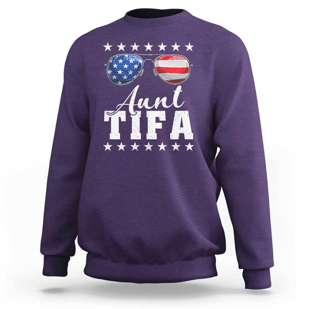 Funny Aunt Tifa Sweatshirt Political Satire American Flag Sunglasses - Wonder Print Shop