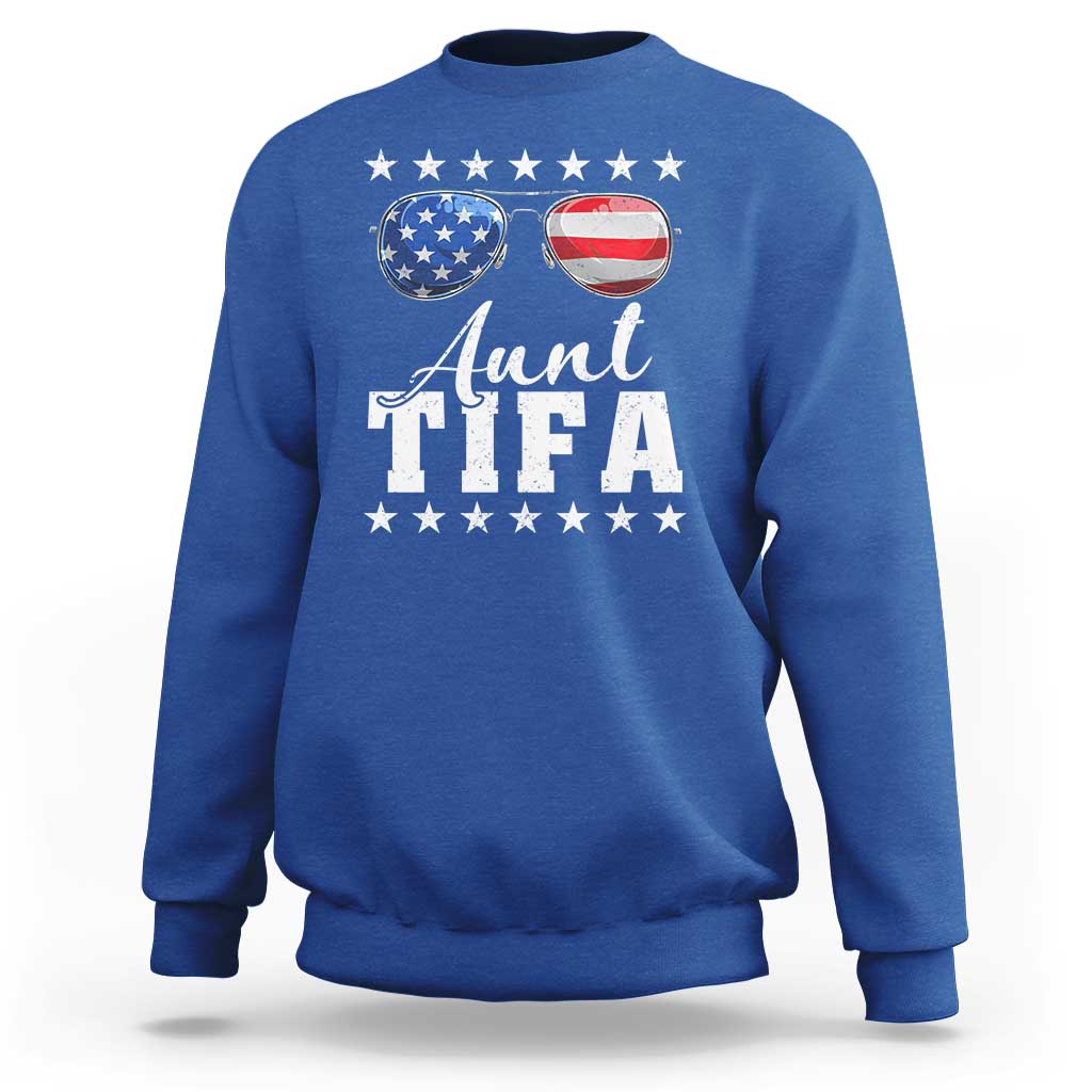 Funny Aunt Tifa Sweatshirt Political Satire American Flag Sunglasses - Wonder Print Shop
