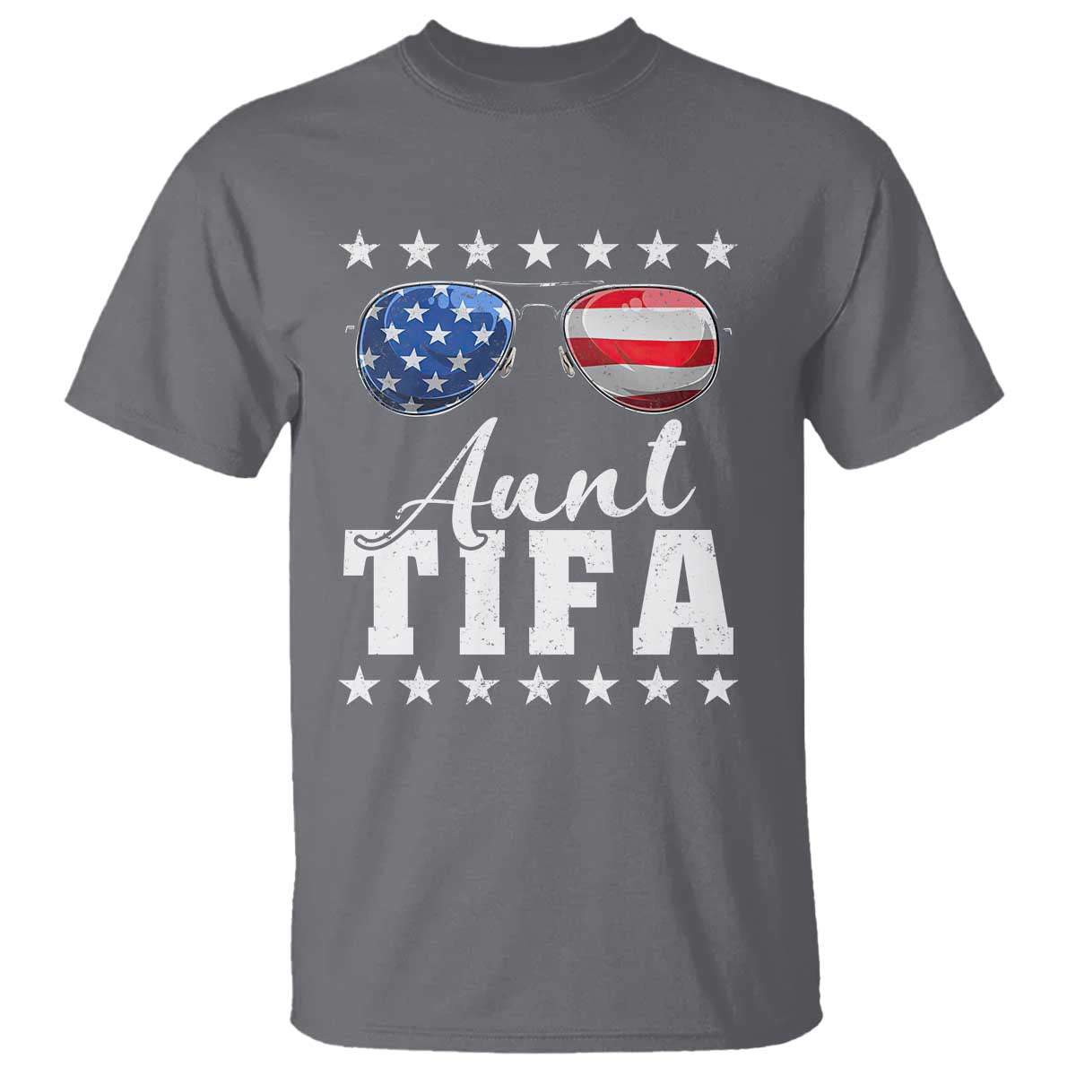 Funny Aunt Tifa T Shirt Political Satire American Flag Sunglasses - Wonder Print Shop