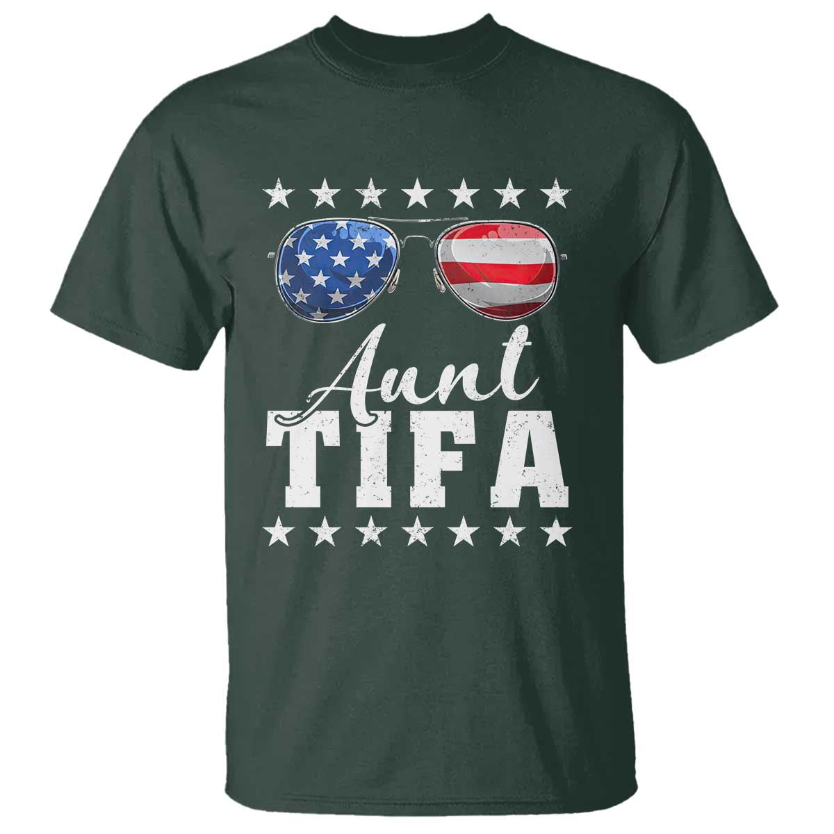 Funny Aunt Tifa T Shirt Political Satire American Flag Sunglasses - Wonder Print Shop