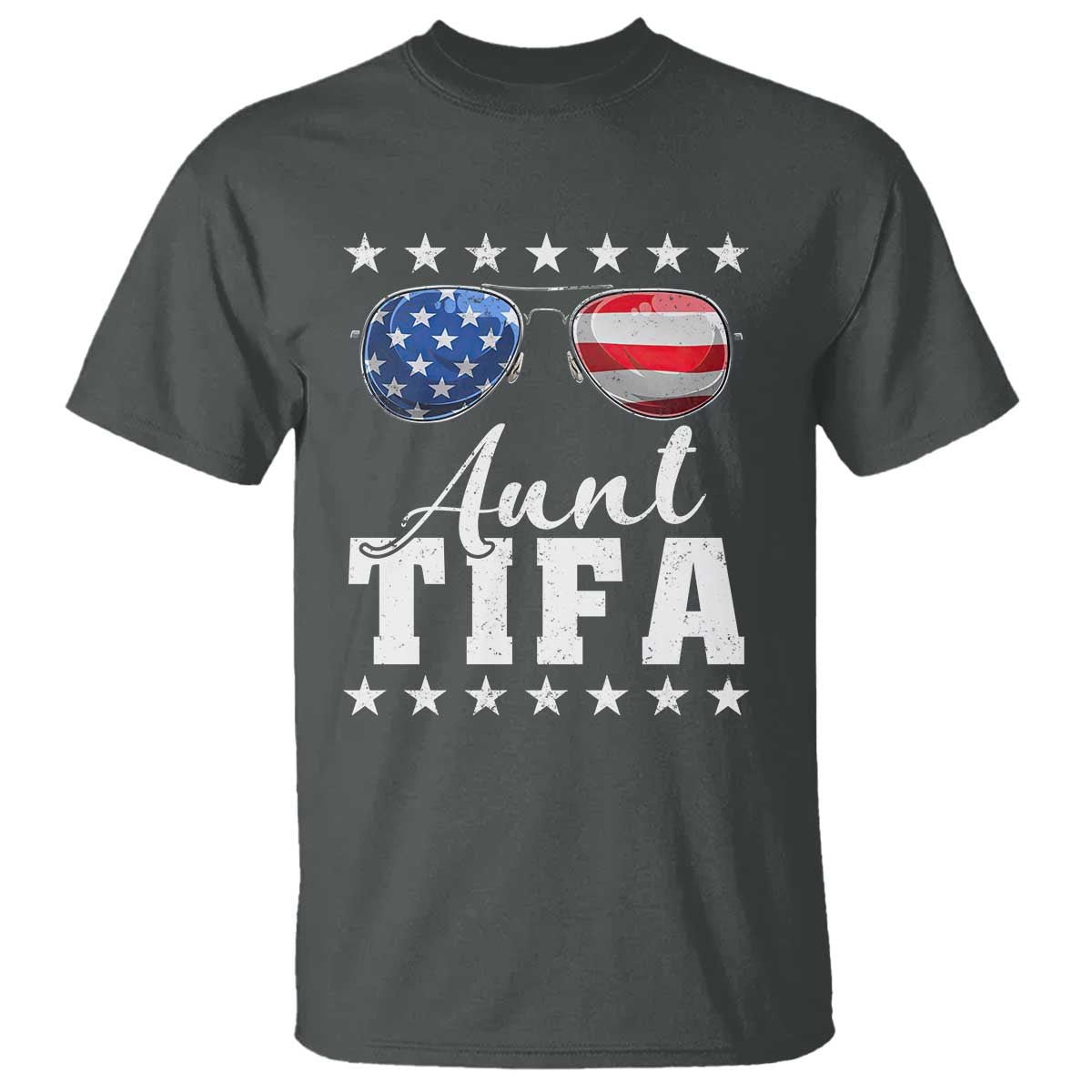 Funny Aunt Tifa T Shirt Political Satire American Flag Sunglasses - Wonder Print Shop