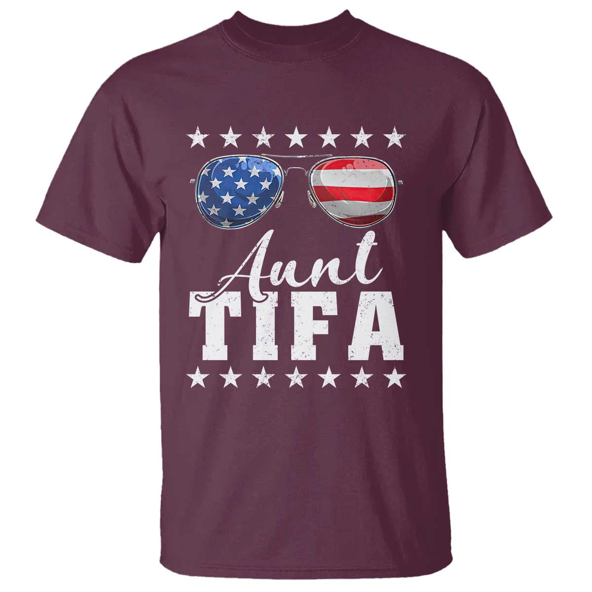Funny Aunt Tifa T Shirt Political Satire American Flag Sunglasses - Wonder Print Shop