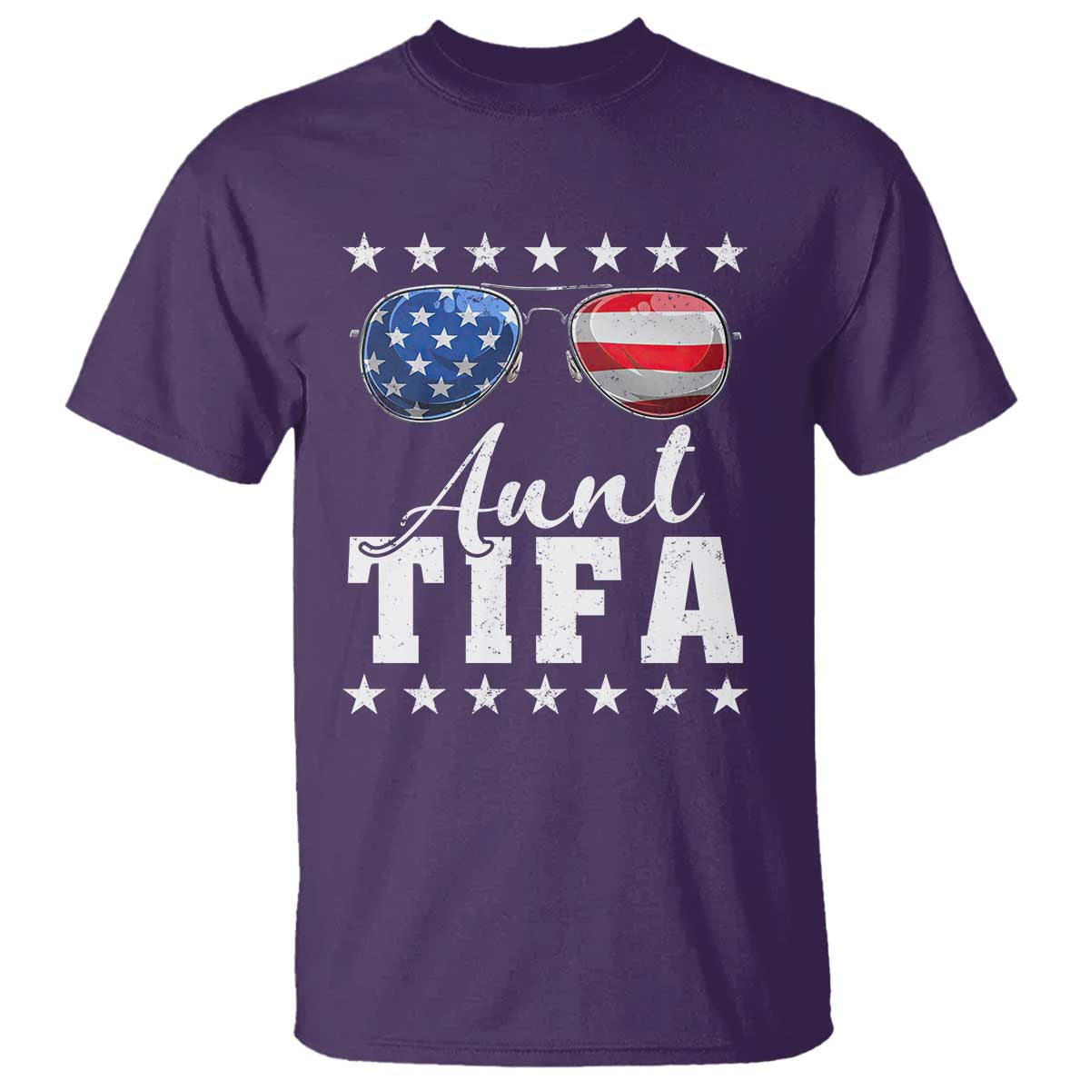 Funny Aunt Tifa T Shirt Political Satire American Flag Sunglasses - Wonder Print Shop