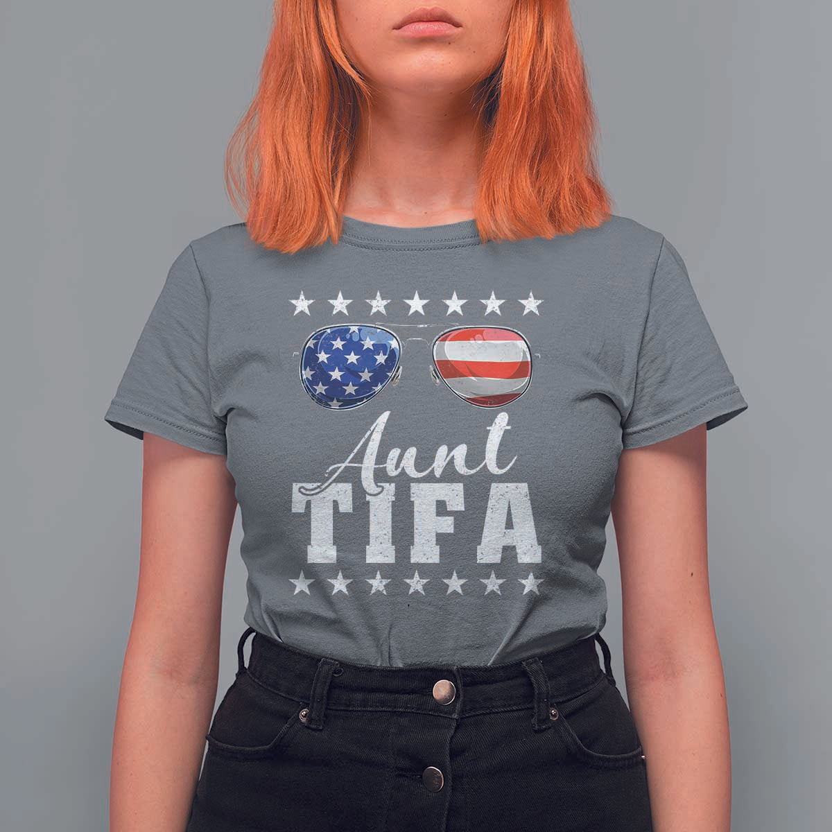 Funny Aunt Tifa T Shirt For Women Political Satire American Flag Sunglasses - Wonder Print Shop