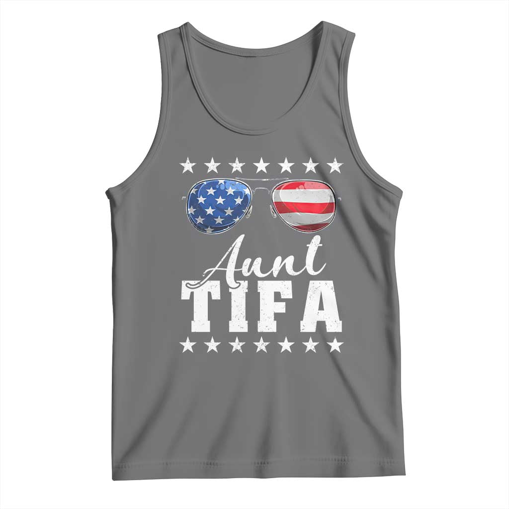 Funny Aunt Tifa Tank Top Political Satire American Flag Sunglasses - Wonder Print Shop