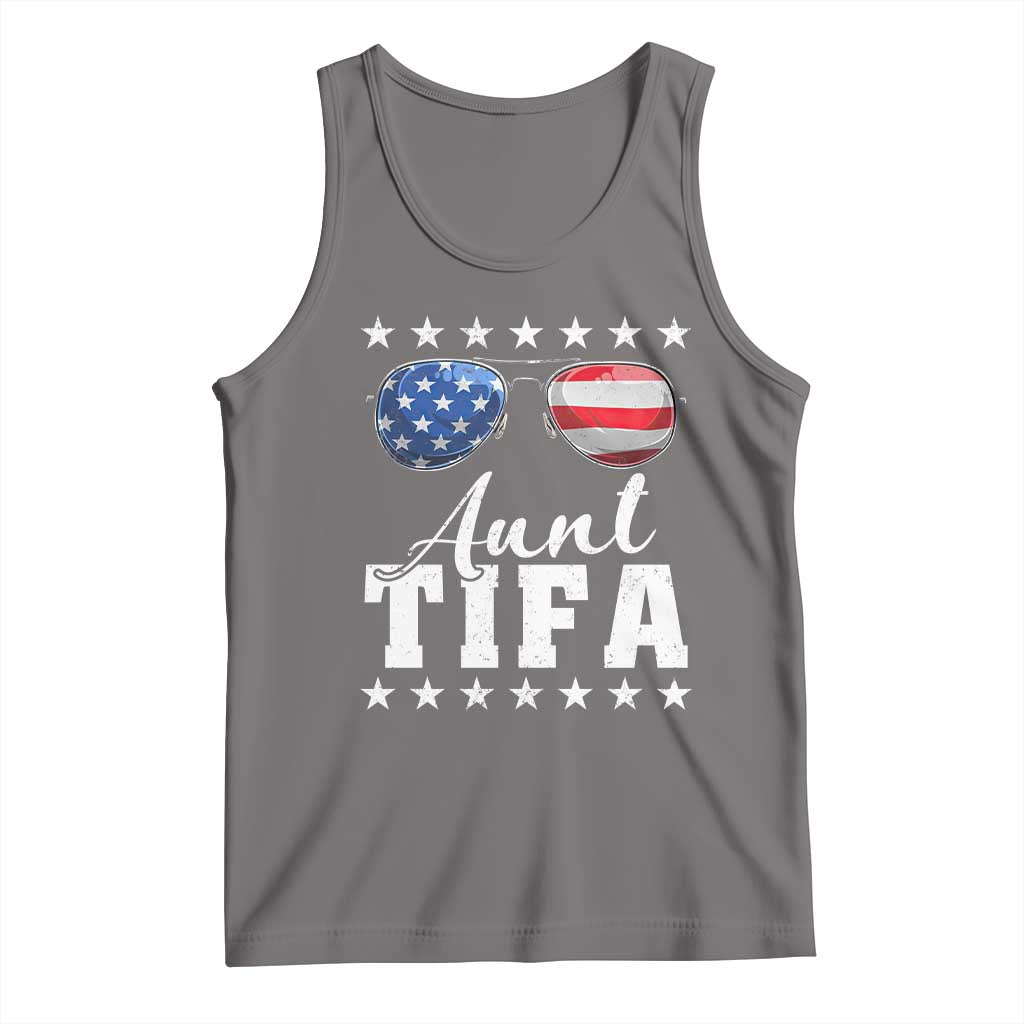 Funny Aunt Tifa Tank Top Political Satire American Flag Sunglasses - Wonder Print Shop