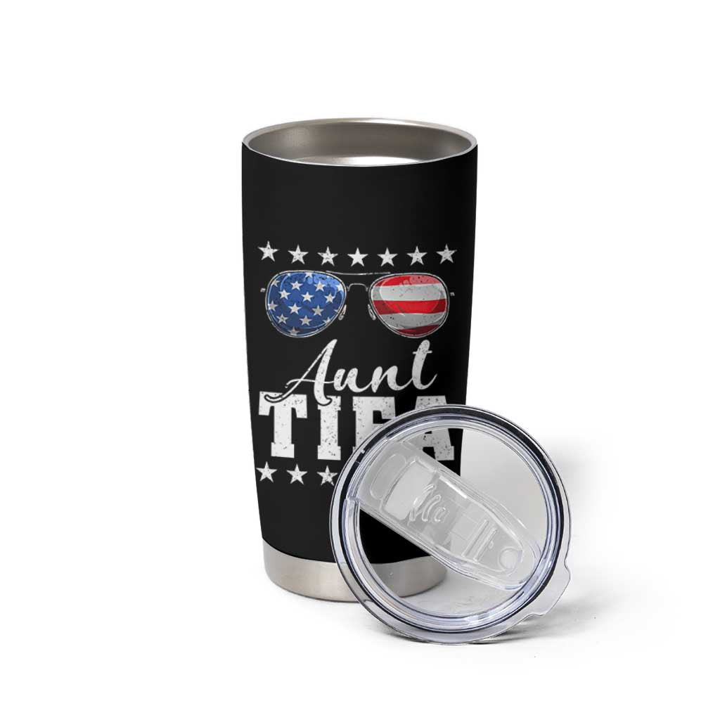 Funny Aunt Tifa Tumbler Cup Political Satire American Flag Sunglasses - Wonder Print Shop
