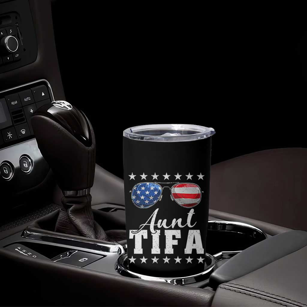 Funny Aunt Tifa Tumbler Cup Political Satire American Flag Sunglasses - Wonder Print Shop