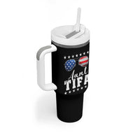 Funny Aunt Tifa Tumbler With Handle Political Satire American Flag Sunglasses - Wonder Print Shop