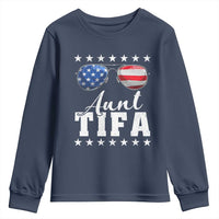 Funny Aunt Tifa Youth Sweatshirt Political Satire American Flag Sunglasses - Wonder Print Shop