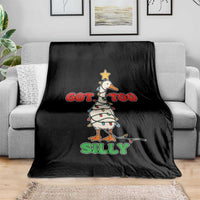 Funny Christmas Silly Goose Throw Blanket Got Too Silly Goose Pun Humor Xmas Tree - Wonder Print Shop