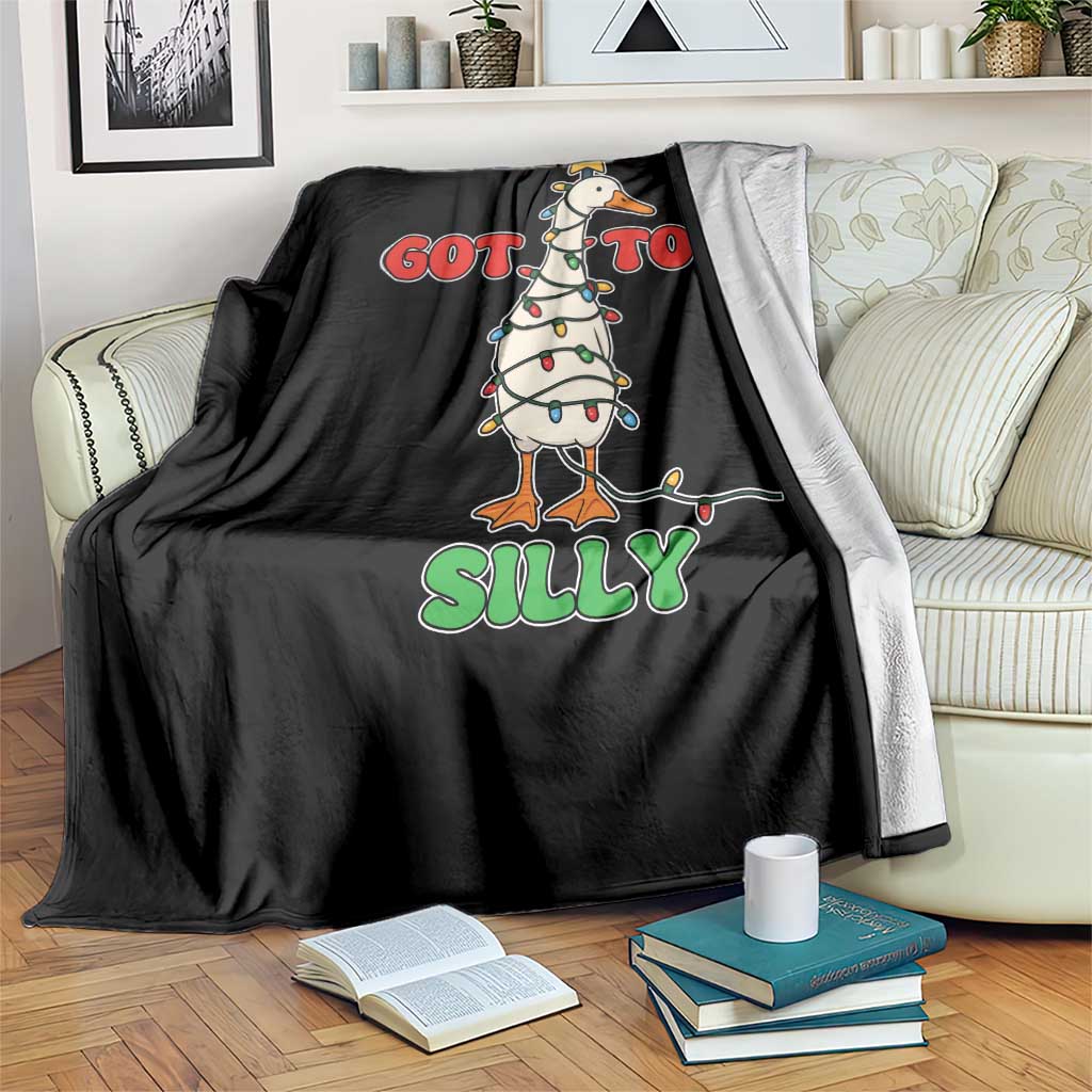 Funny Christmas Silly Goose Throw Blanket Got Too Silly Goose Pun Humor Xmas Tree - Wonder Print Shop