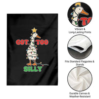 Funny Christmas Silly Goose Garden Flag Got Too Silly Goose Pun Humor Xmas Tree - Wonder Print Shop