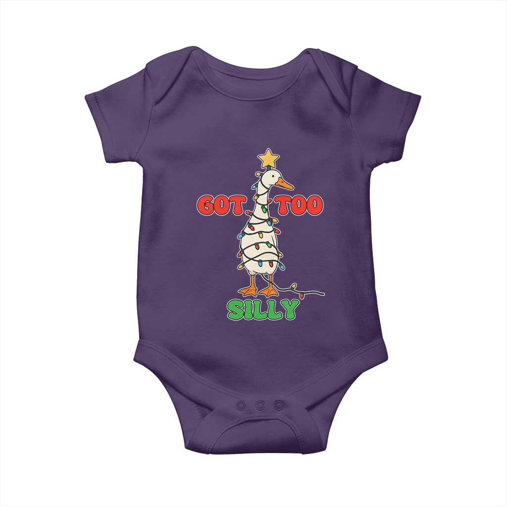Funny Christmas Silly Goose Baby Onesie Got Too Silly Goose Pun Humor Xmas Tree - Wonder Print Shop