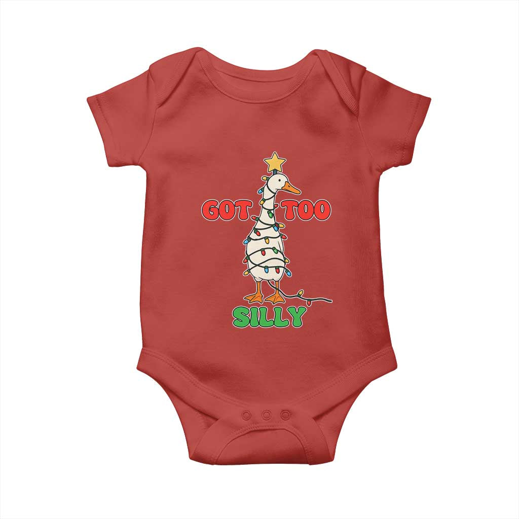 Funny Christmas Silly Goose Baby Onesie Got Too Silly Goose Pun Humor Xmas Tree - Wonder Print Shop