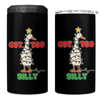 Funny Christmas Silly Goose 4 in 1 Can Cooler Tumbler Got Too Silly Goose Pun Humor Xmas Tree - Wonder Print Shop