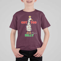 Funny Christmas Silly Goose T Shirt For Kid Got Too Silly Goose Pun Humor Xmas Tree - Wonder Print Shop