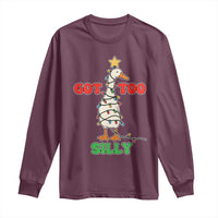 Funny Christmas Silly Goose Long Sleeve Shirt Got Too Silly Goose Pun Humor Xmas Tree - Wonder Print Shop
