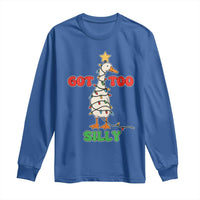 Funny Christmas Silly Goose Long Sleeve Shirt Got Too Silly Goose Pun Humor Xmas Tree - Wonder Print Shop