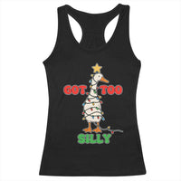 Funny Christmas Silly Goose Racerback Tank Top Got Too Silly Goose Pun Humor Xmas Tree - Wonder Print Shop