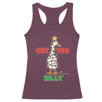 Funny Christmas Silly Goose Racerback Tank Top Got Too Silly Goose Pun Humor Xmas Tree - Wonder Print Shop