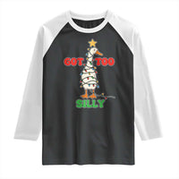 Funny Christmas Silly Goose Raglan Shirt Got Too Silly Goose Pun Humor Xmas Tree - Wonder Print Shop