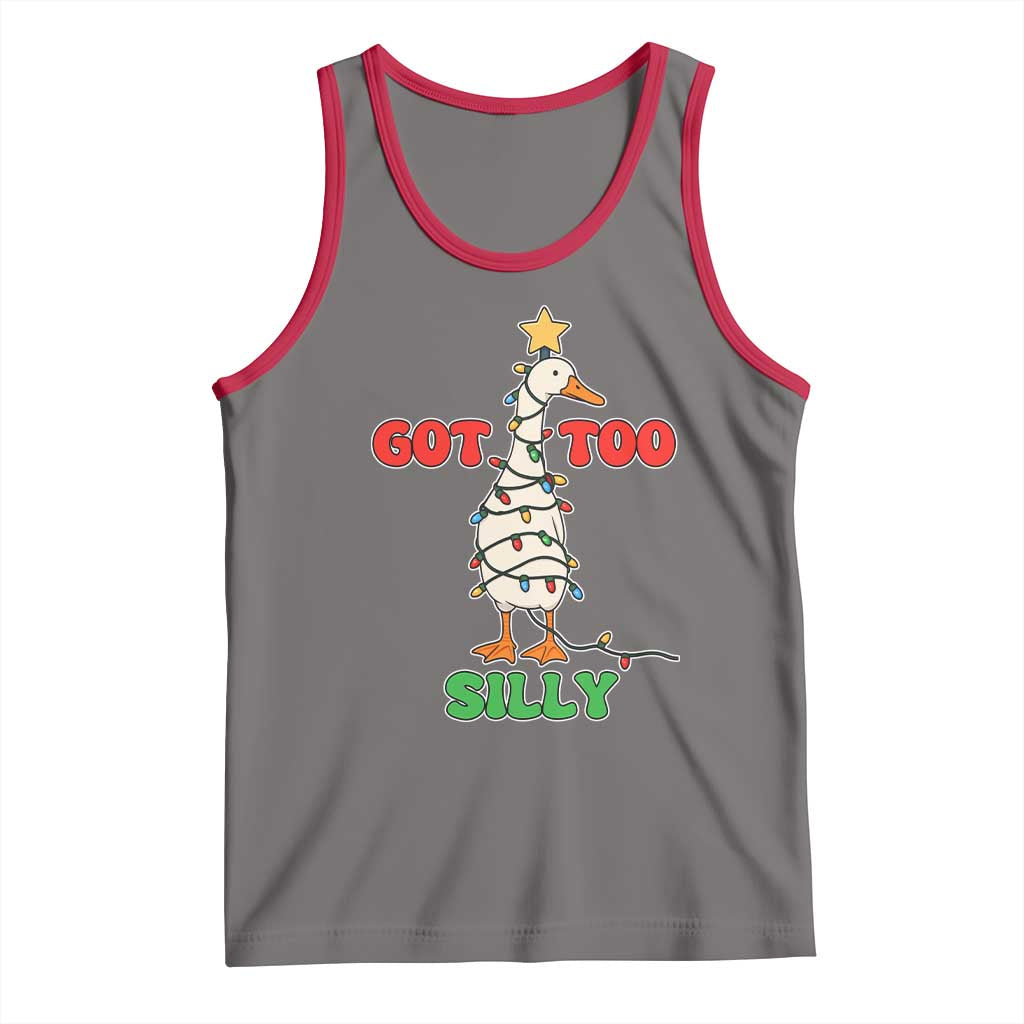 Funny Christmas Silly Goose Tank Top Got Too Silly Goose Pun Humor Xmas Tree - Wonder Print Shop