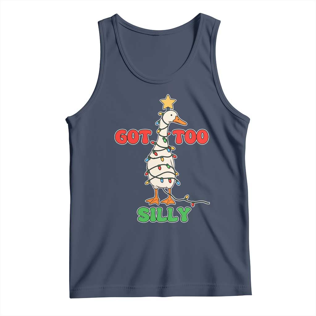 Funny Christmas Silly Goose Tank Top Got Too Silly Goose Pun Humor Xmas Tree - Wonder Print Shop
