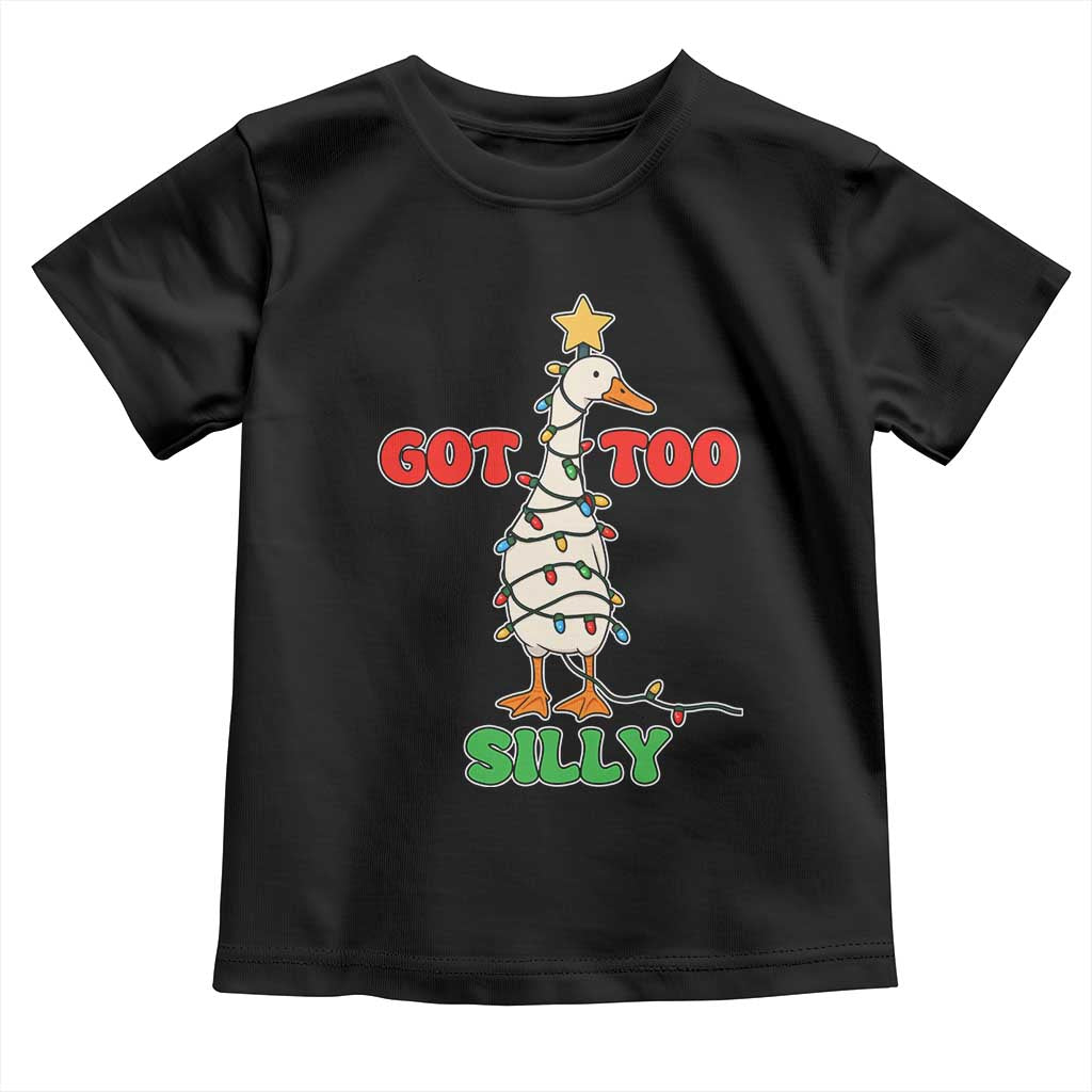 Funny Christmas Silly Goose Toddler T Shirt Got Too Silly Goose Pun Humor Xmas Tree - Wonder Print Shop