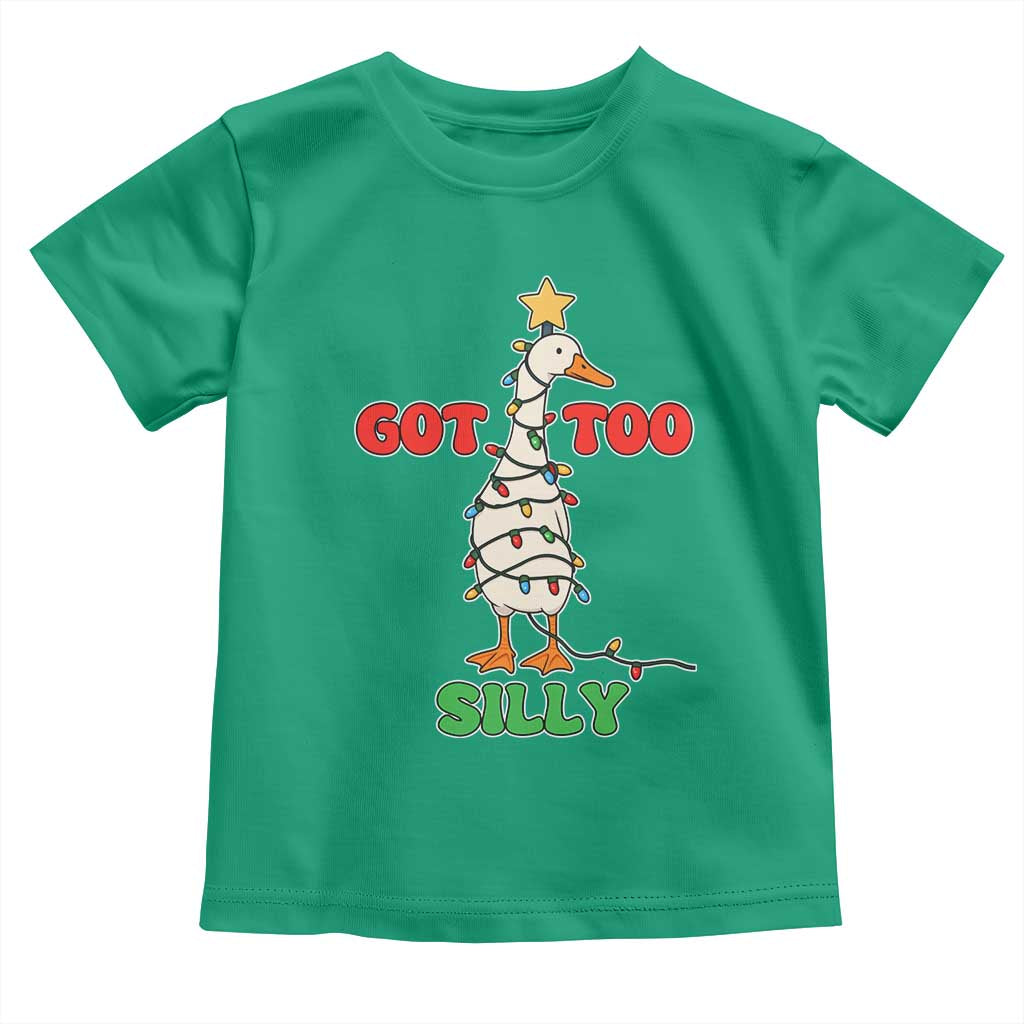 Funny Christmas Silly Goose Toddler T Shirt Got Too Silly Goose Pun Humor Xmas Tree - Wonder Print Shop