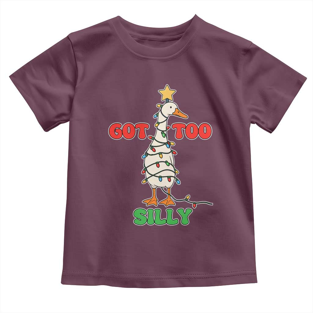 Funny Christmas Silly Goose Toddler T Shirt Got Too Silly Goose Pun Humor Xmas Tree - Wonder Print Shop