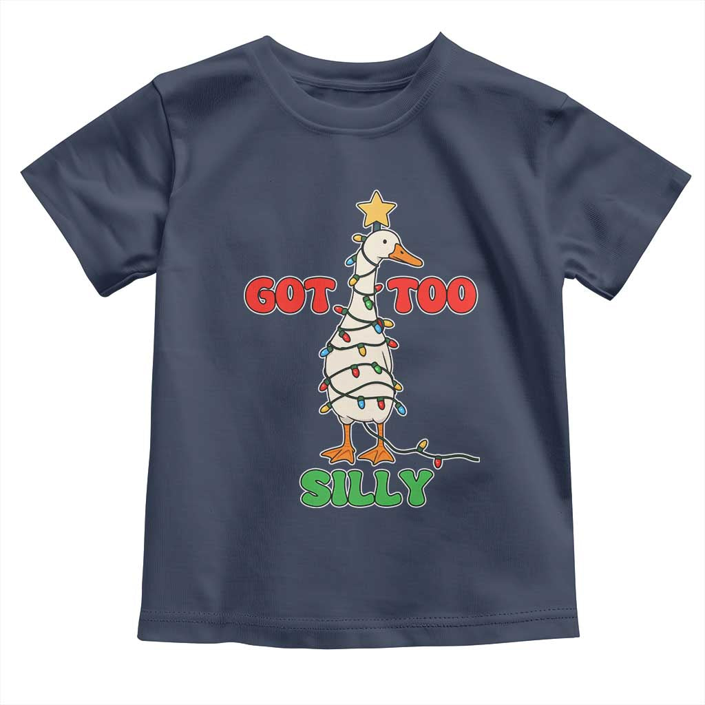 Funny Christmas Silly Goose Toddler T Shirt Got Too Silly Goose Pun Humor Xmas Tree - Wonder Print Shop